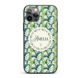 Fresh Green Lily Leaves Botanical Printed Design Custom Name Protective Phone Case Mobile Cover Durable Everyday Smartphone Shock Resistant