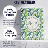 Personalised Name Fresh Green Lily Leaves Custom  Unique Gift Idea Elegant Feature Canvas Wall Art Print Decor Picture Ready to Hang