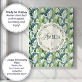 Personalised Name Fresh Green Lily Leaves Custom  Unique Gift Idea Elegant Feature Canvas Wall Art Print Decor Picture Ready to Hang