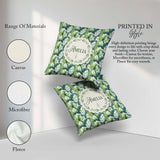 Custom Name Fresh Green Lily Leaves Botanical Seamless Name Cute Square Filled Cushion Throw Pillow Sofa Bed Home Decor Zip Washable UK Made