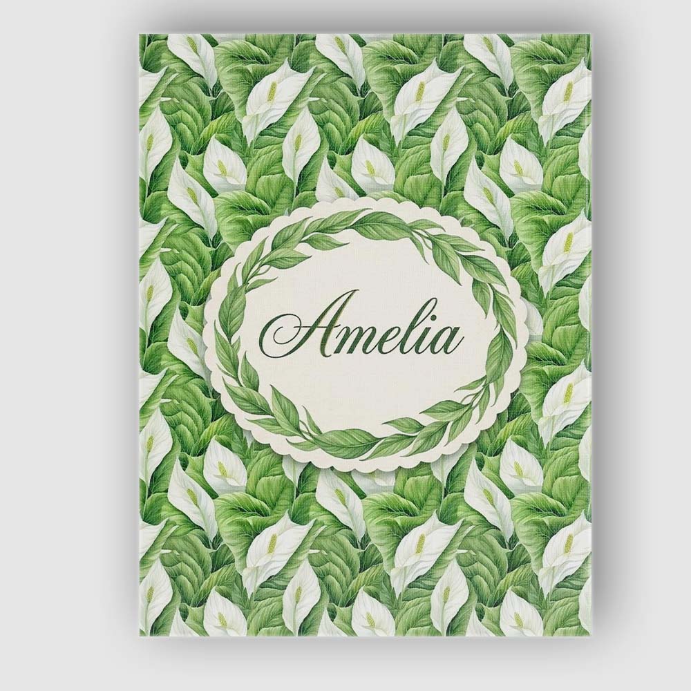 Personalised Name Lush Green Peace Lily Custom  Modern Room Accent Elegant Feature Canvas Wall Art Print Decor Picture Ready to Hang