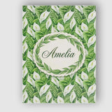Personalised Name Lush Green Peace Lily Custom  Modern Room Accent Elegant Feature Canvas Wall Art Print Decor Picture Ready to Hang