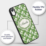 Lush Green Peace Lily Leaves Botanical Seamless Custom Name Protective Phone Case Mobile Cover Durable Everyday Smartphone Shock Resistant