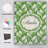 Personalised Name Lush Green Peace Lily Custom  Modern Room Accent Elegant Feature Canvas Wall Art Print Decor Picture Ready to Hang