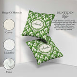 Custom Name Lush Green Peace Lily Leaves Botanical Seamless Name Square Filled Cushion Throw Pillow Sofa Bed Home Decor Zip Washable UK Made