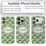 Lush Green Peace Lily Leaves Botanical Seamless Custom Name Protective Phone Case Mobile Cover Durable Everyday Smartphone Shock Resistant
