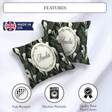 Custom Name Tropical Calla Lily Jungle Leaves Seamless Name Cute Square Filled Cushion Throw Pillow Sofa Bed Home Decor Zip Washable UK Made