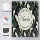 Personalised Name Tropical Calla Lily Custom Modern Room Accent Creative Decorator Style Canvas Wall Art Print Decor Picture Ready to Hang