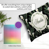 Custom Name Tropical Calla Lily Jungle Leaves Seamless Name Cute Square Filled Cushion Throw Pillow Sofa Bed Home Decor Zip Washable UK Made