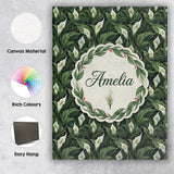 Personalised Name Dense Botanical Peace Custom  Modern Room Accent Elegant Feature Canvas Wall Art Print Decor Picture Ready to Hang