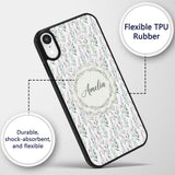 Soft Pastel Botanical Leaves with Pink Berries Custom Name Protective Phone Case Mobile Cover Durable Everyday Smartphone Shock Resistant
