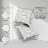 Custom Name Soft Pastel Botanical with Berries Seamless Pattern Square Filled Cushion Throw Pillow Sofa Bed Home Decor Zip Washable UK Made