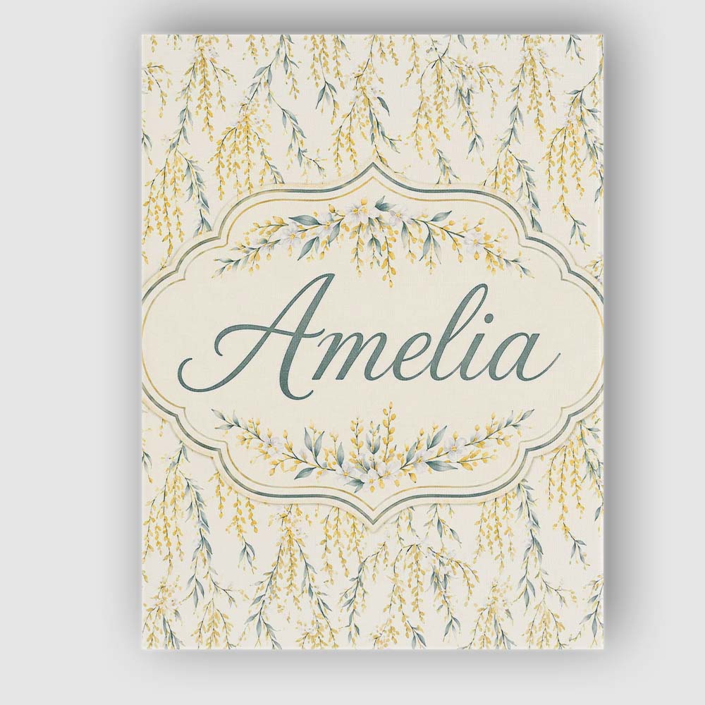 Personalised Name Elegant Hanging Yellow Custom  Interior Decorative Contemporary Canvas Wall Art Print Decor Picture Ready to Hang