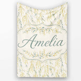 Elegant Hanging Yellow Floral Branches Seamless Pattern Name Cute  Personalised Custom Name Super Soft Fleece Blanket Bed Sofa Throw