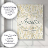 Personalised Name Elegant Hanging Yellow Custom  Interior Decorative Contemporary Canvas Wall Art Print Decor Picture Ready to Hang