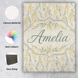 Personalised Name Elegant Hanging Yellow Custom  Interior Decorative Contemporary Canvas Wall Art Print Decor Picture Ready to Hang