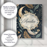 Personalised Name Golden Celestial Floral Swirl Stars Night Seamless Custom  Home Canvas Wall Art Print Decor Picture Ready to Hang