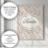 Personalised Name Classic Beige Swirl Custom Modern Room Accent Creative Decorator Style Canvas Wall Art Print Decor Picture Ready to Hang