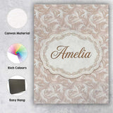Personalised Name Classic Beige Swirl Custom Modern Room Accent Creative Decorator Style Canvas Wall Art Print Decor Picture Ready to Hang