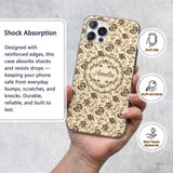 Vintage Brown Floral Garden Seamless Pattern Name Custom Name Protective Phone Case Mobile Cover Durable Everyday Smartphone Shock Resistant