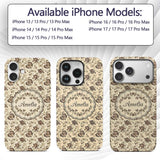 Vintage Brown Floral Garden Seamless Pattern Name Custom Name Protective Phone Case Mobile Cover Durable Everyday Smartphone Shock Resistant