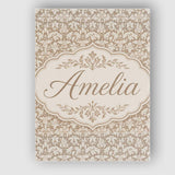 Personalised Name Neutral Taupe Damask Custom  Modern Room Accent Elegant Feature Canvas Wall Art Print Decor Picture Ready to Hang