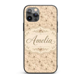 Antique Sepia Floral Vine Botanical Seamless Custom Name Protective Phone Case Mobile Cover Durable Everyday Smartphone Shock Resistant
