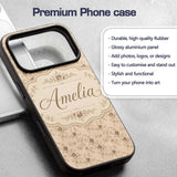 Antique Sepia Floral Vine Botanical Seamless Custom Name Protective Phone Case Mobile Cover Durable Everyday Smartphone Shock Resistant