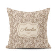 Custom Name Luxury Baroque Leaf Ornamental Seamless Pattern Name Square Filled Cushion Throw Pillow Sofa Bed Home Decor Zip Washable UK Made