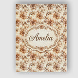 Personalised Name Soft Brown Floral Blossom Custom  Bespoke Interior Contemporary Canvas Wall Art Print Decor Picture Ready to Hang