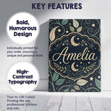 Personalised Name Celestial Moth Moon Stars Botanical Night Seamless Custom  Home Canvas Wall Art Print Decor Picture Ready to Hang