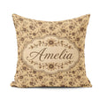 Custom Name Classic Sepia Floral Botanical Seamless Pattern Name Square Filled Cushion Throw Pillow Sofa Bed Home Decor Zip Washable UK Made