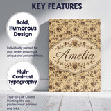 Personalised Name Classic Sepia Daisy Custom Modern Room Accent Creative Decorator Style Canvas Wall Art Print Decor Picture Ready to Hang