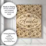 Personalised Name Classic Sepia Daisy Custom Modern Room Accent Creative Decorator Style Canvas Wall Art Print Decor Picture Ready to Hang