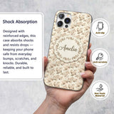 Shabby Chic Beige Rose Floral Seamless Pattern Custom Name Protective Phone Case Mobile Cover Durable Everyday Smartphone Shock Resistant