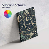 Personalised Name Celestial Moth Moon Stars Botanical Night Seamless Custom  Home Canvas Wall Art Print Decor Picture Ready to Hang