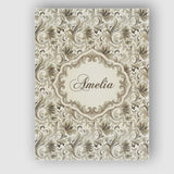 Personalised Name Ornate Taupe Floral Custom Modern Room Accent Creative Decorator Style Canvas Wall Art Print Decor Picture Ready to Hang