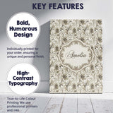 Personalised Name Ornate Taupe Floral Custom Modern Room Accent Creative Decorator Style Canvas Wall Art Print Decor Picture Ready to Hang