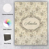 Personalised Name Soft Neutral Floral Custom Modern Room Accent Creative Decorator Style Canvas Wall Art Print Decor Picture Ready to Hang