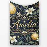 Glowing Red Poppy Flowers Stars Night Sky Seamless Pattern Lovely  Personalised Custom Name Super Soft Fleece Blanket Bed Sofa Throw