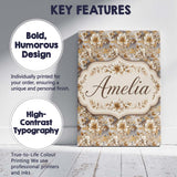 Personalised Name Warm Beige Botanical Custom  Modern Room Accent Elegant Feature Canvas Wall Art Print Decor Picture Ready to Hang