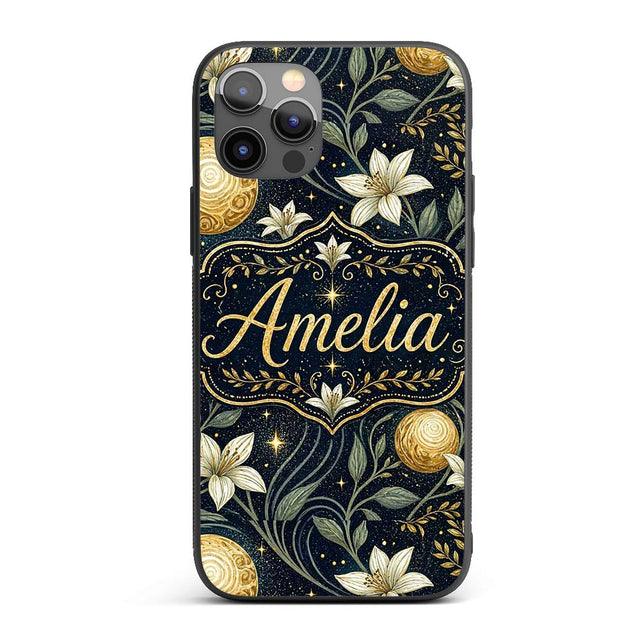 Glowing Red Poppy Flowers Stars Printed Design Custom Name Protective Phone Case Mobile Cover Durable Everyday Smartphone Shock Resistant