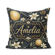 Custom Name Glowing Red Poppy Flowers Stars Sky Seamless Pattern Square Filled Cushion Throw Pillow Sofa Bed Home Decor Zip Washable UK Made