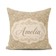 Custom Name Abstract Taupe Leaf Swirl Artistic Pattern Name Cute Square Filled Cushion Throw Pillow Sofa Bed Home Decor Zip Washable UK Made