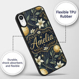 Glowing Red Poppy Flowers Stars Printed Design Custom Name Protective Phone Case Mobile Cover Durable Everyday Smartphone Shock Resistant