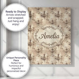 Personalised Name Rustic Distressed Damask Custom  Unique Gift Idea Elegant Feature Canvas Wall Art Print Decor Picture Ready to Hang