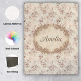 Personalised Name Muted Blush Floral Custom Premium Decorative Design Modern Room Accent Canvas Wall Art Print Decor Picture Ready to Hang
