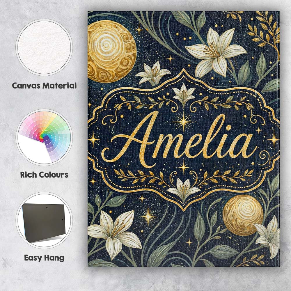 Personalised Name Glowing Red Poppy Flowers Stars Night Sky Seamless Custom  Home Canvas Wall Art Print Decor Picture Ready to Hang