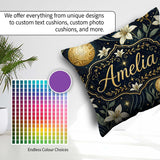 Custom Name Glowing Red Poppy Flowers Stars Sky Seamless Pattern Square Filled Cushion Throw Pillow Sofa Bed Home Decor Zip Washable UK Made