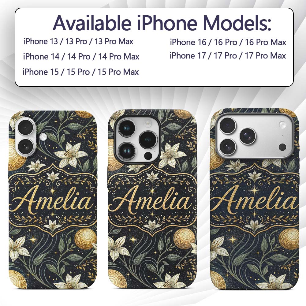 Glowing Red Poppy Flowers Stars Printed Design Custom Name Protective Phone Case Mobile Cover Durable Everyday Smartphone Shock Resistant